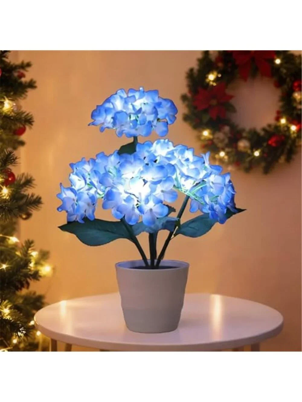Blue hydrangea LED flower lamp battery operated night light home decor gift